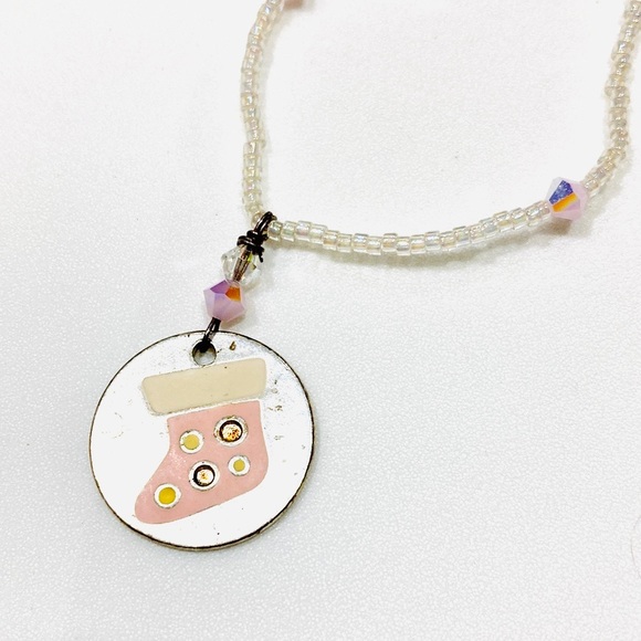 Handmade Pink Stocking Kid’s Crystal Necklace by McGlamorous - Picture 2 of 9
